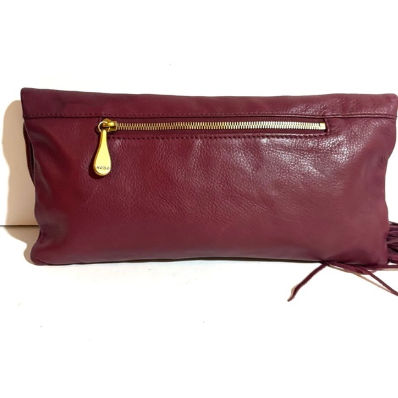 Hobo Elegant Burgundy Leather Clutch with Tassel - Picture 2 of 9